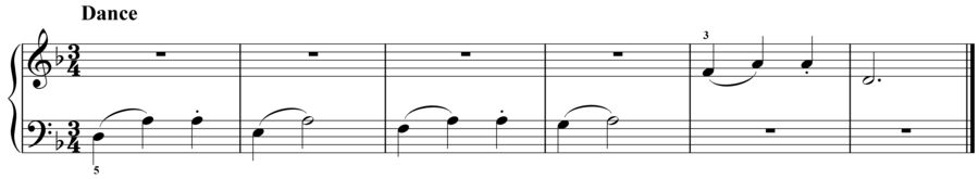 Grade 1 piano sight reading exercise, "Dance in D Minor" by Evan M. on SightReadingMastery