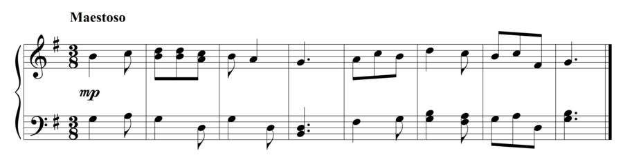 Grade 3 piano sight reading exercise, "Maestoso in G Major" by Steven K. on SightReadingMastery