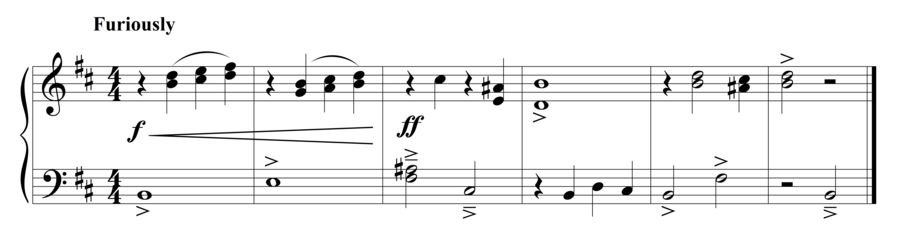 Grade 3 piano sight reading exercise, "Furiously in B minor" by Steven K. on SightReadingMastery