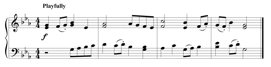 Grade 3 piano sight reading exercise, "Scherzando in Eb Major" by Steven K. on SightReadingMastery