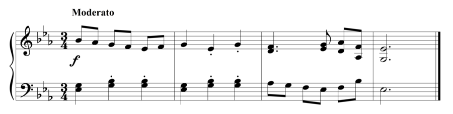 Grade 3 piano sight reading exercise, "Waltzing Moderately" by Steven K. on SightReadingMastery