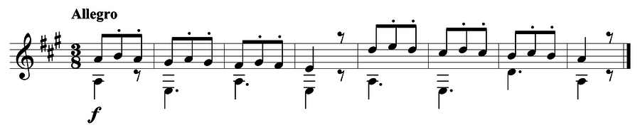 Grade 4 guitar sight reading exercise, "Make it Quick!" by Mark B. on SightReadingMastery