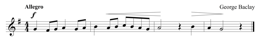 Grade 1 voice sight reading exercise, "Allegro Con Spirito" by George B. on SightReadingMastery