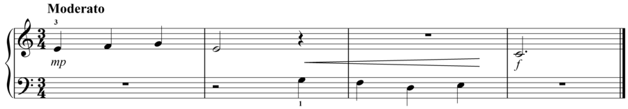 Grade 1 piano sight reading exercise, "Moderato in C Major" by Evan M. on SightReadingMastery