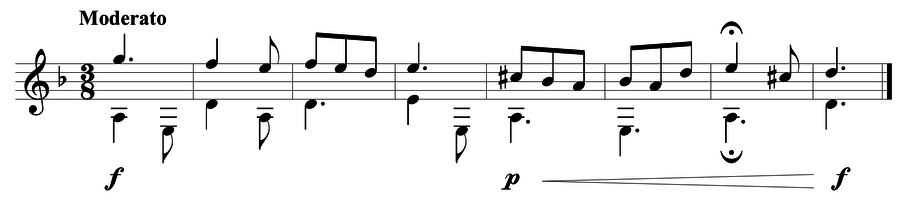 Grade 4 guitar sight reading exercise, "Jocose" by Mark B. on SightReadingMastery