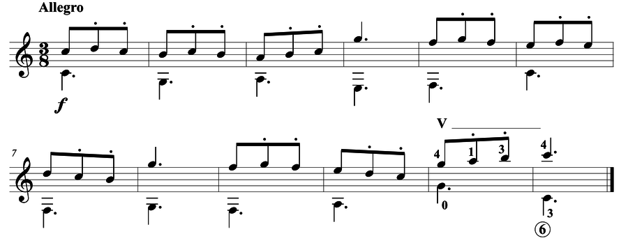 Grade 5 guitar sight reading exercise, "Make it Quick!" by Mark B. on SightReadingMastery