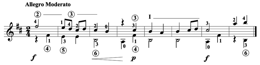 Grade 5 guitar sight reading exercise, "Not Too Fast" by Mark B. on SightReadingMastery