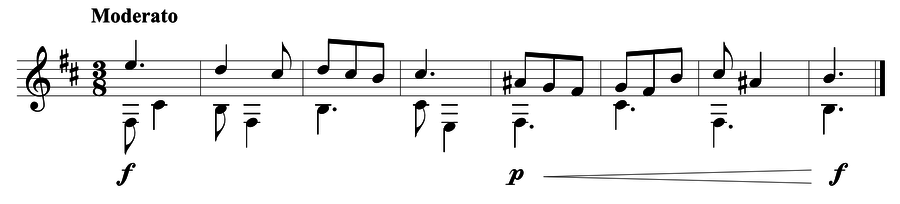 Grade 5 guitar sight reading exercise, "Jocose" by Mark B. on SightReadingMastery