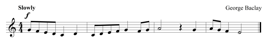 Grade 1 voice sight reading exercise, "Delicately in C Major" by George B. on SightReadingMastery