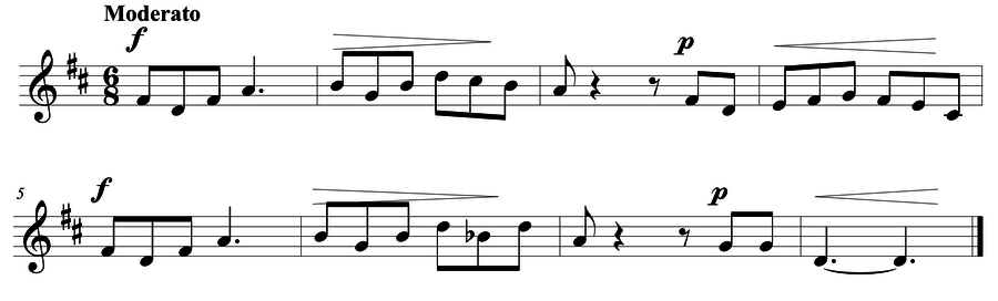 Grade 4 voice sight reading exercise, "Scherzando" by Mark B. on SightReadingMastery
