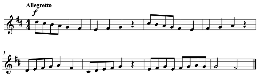 Grade 4 voice sight reading exercise, "Voce Calda" by Mark B. on SightReadingMastery