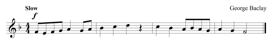 Grade 1 voice sight reading exercise, "Lyrically in F Major" by George B. on SightReadingMastery
