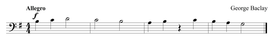 Grade 1 sight singing exercise, "Allegro in G Major" by George B. on SightReadingMastery