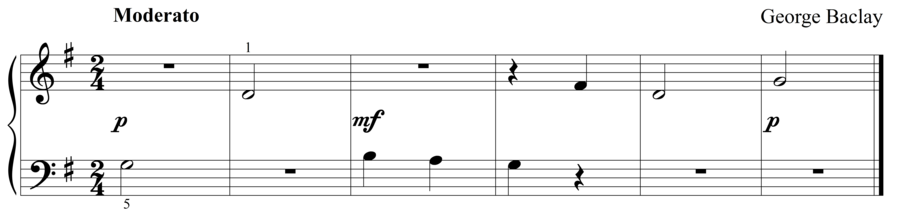 Grade 1 piano sight reading exercise, "Silently, Please" by George B. on SightReadingMastery