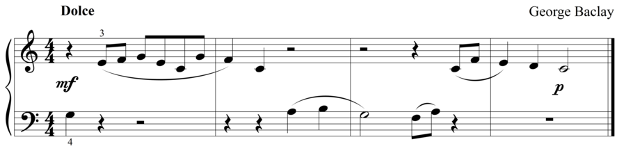 Grade 1 piano sight reading exercise, "Dolce, My Sweetie" by George B. on SightReadingMastery