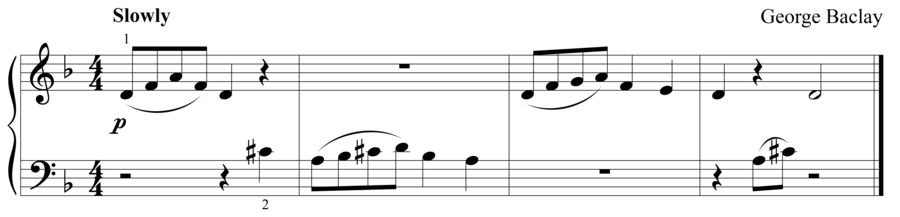 Grade 1 piano sight reading exercise, "Lento, Lento, Lento" by George B. on SightReadingMastery