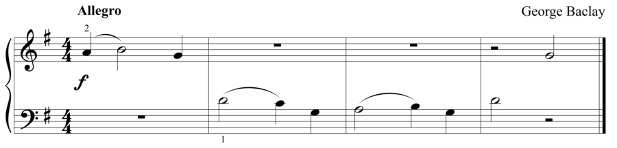 Grade 1 piano sight reading exercise, "Allegro in G Major" by George B. on SightReadingMastery
