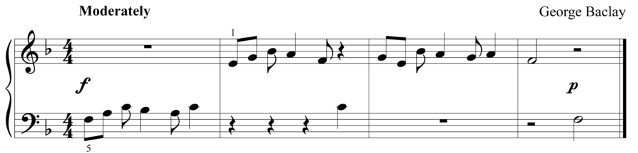 Grade 1 piano sight reading exercise, "Rhythmic Challenge" by George B. on SightReadingMastery