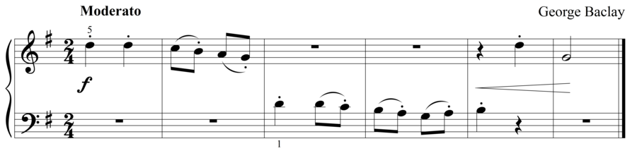 Grade 1 piano sight reading exercise, "Rocky Road Drive" by George B. on SightReadingMastery