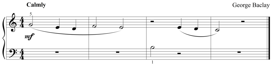 Grade 1 piano sight reading exercise, "Tranquillamente" by George B. on SightReadingMastery