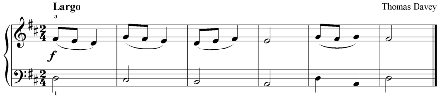 Grade 2 piano sight reading exercise, "Largo in D Major" by Thomas D. on SightReadingMastery
