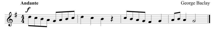 Grade 1 voice sight reading exercise, "Andante in G Major" by George B. on SightReadingMastery