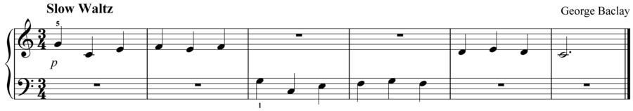 Grade 1 piano sight reading exercise, "Slow Waltz in C Major" by George B. on SightReadingMastery