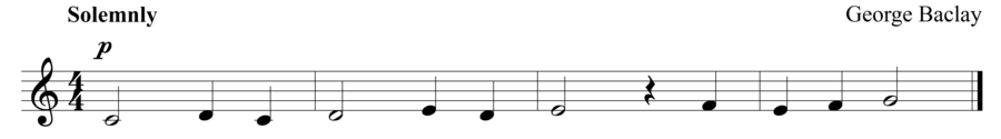 Grade 1 voice sight reading exercise, "A Solemn Passage" by George B. on SightReadingMastery