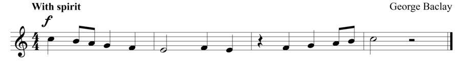 Grade 1 voice sight reading exercise, "With Much Spirit" by George B. on SightReadingMastery