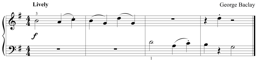 Grade 1 piano sight reading exercise, "Spiritoso" by George B. on SightReadingMastery