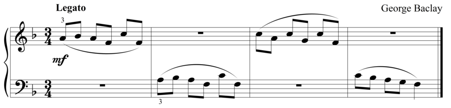 Grade 1 piano sight reading exercise, "Legato, Slightly Agitated" by George B. on SightReadingMastery
