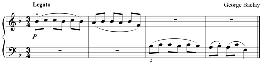 Grade 1 piano sight reading exercise, "Soft Connections" by George B. on SightReadingMastery
