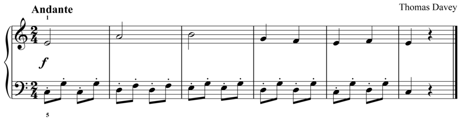 Grade 2 piano sight reading exercise, "Andante in C Major" by Thomas D. on SightReadingMastery
