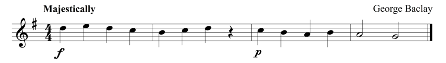 Grade 1 clarinet sight reading exercise, "Majestic Forte and Piano" by George B. on SightReadingMastery