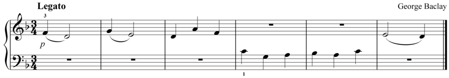 Grade 1 piano sight reading exercise, "Legato in D Minor" by George B. on SightReadingMastery