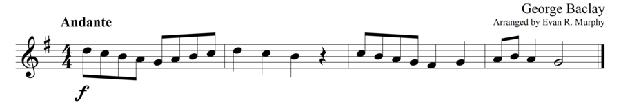 Grade 1 guitar sight reading exercise, "Andante in G Major" by George B. on SightReadingMastery