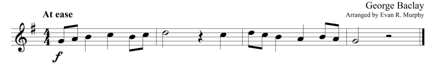 Grade 1 guitar sight reading exercise, "In a Moderate Manner" by George B. on SightReadingMastery