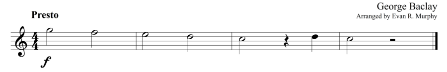 Grade 1 guitar sight reading exercise, "Presto in C Major" by George B. on SightReadingMastery