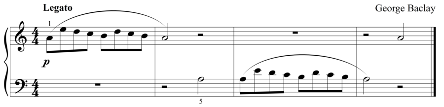 Grade 1 piano sight reading exercise, "Legato in Both Hands" by George B. on SightReadingMastery