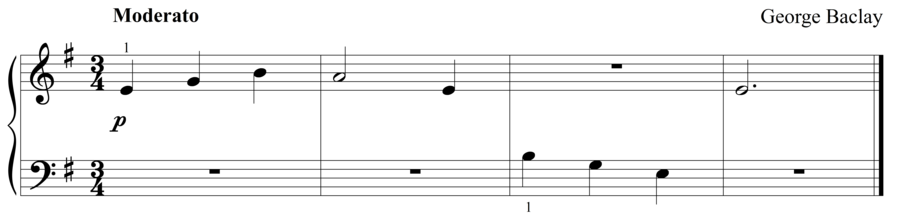 Grade 1 piano sight reading exercise, "Pass Quietly" by George B. on SightReadingMastery