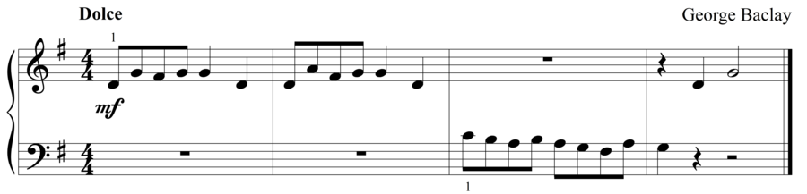 Grade 1 piano sight reading exercise, "Marching Sweetly" by George B. on SightReadingMastery