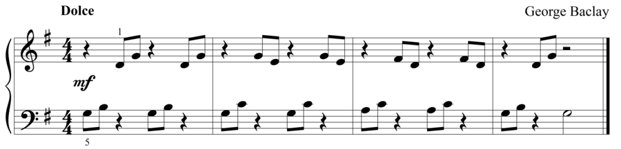 Grade 1 piano sight reading exercise, "Sonatina" by George B. on SightReadingMastery