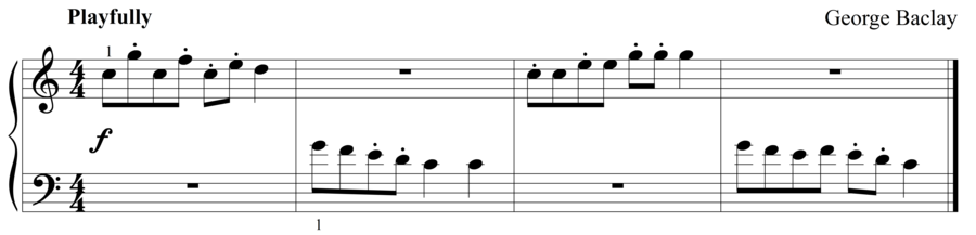 Grade 1 piano sight reading exercise, "Come, Play With Me!" by George B. on SightReadingMastery