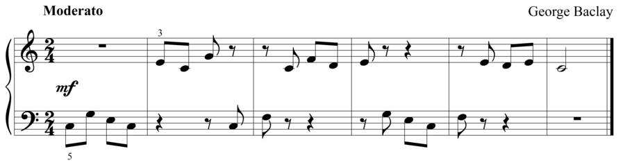 Grade 1 piano sight reading exercise, "A Fine Tune" by George B. on SightReadingMastery
