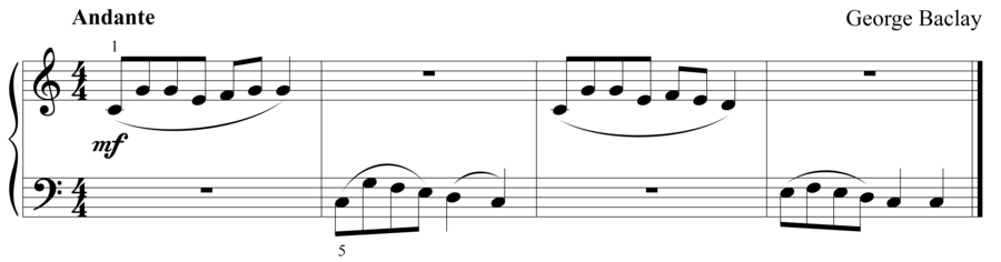 Grade 1 piano sight reading exercise, "An Excerpt" by George B. on SightReadingMastery