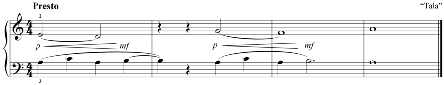 Grade 2 piano sight reading exercise, "Presto in A Minor" by Anne M. on SightReadingMastery