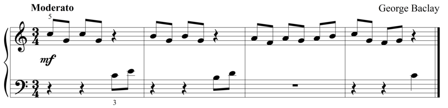 Grade 1 piano sight reading exercise, "The Waltzer" by George B. on SightReadingMastery