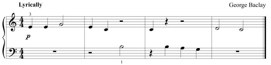 Grade 1 piano sight reading exercise, "Lyrically in C Major" by George B. on SightReadingMastery