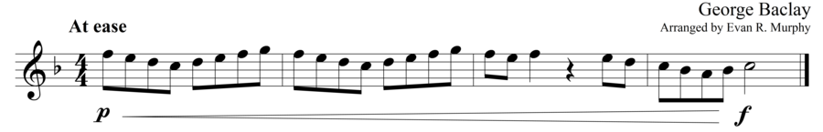 Grade 1 guitar sight reading exercise, "Warm Up" by George B. on SightReadingMastery