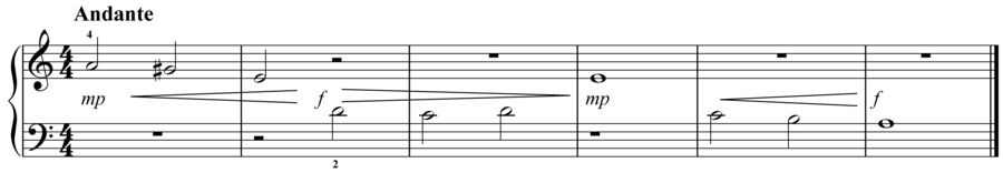 Grade 1 piano sight reading exercise, "Andante in A Minor" by Evan M. on SightReadingMastery